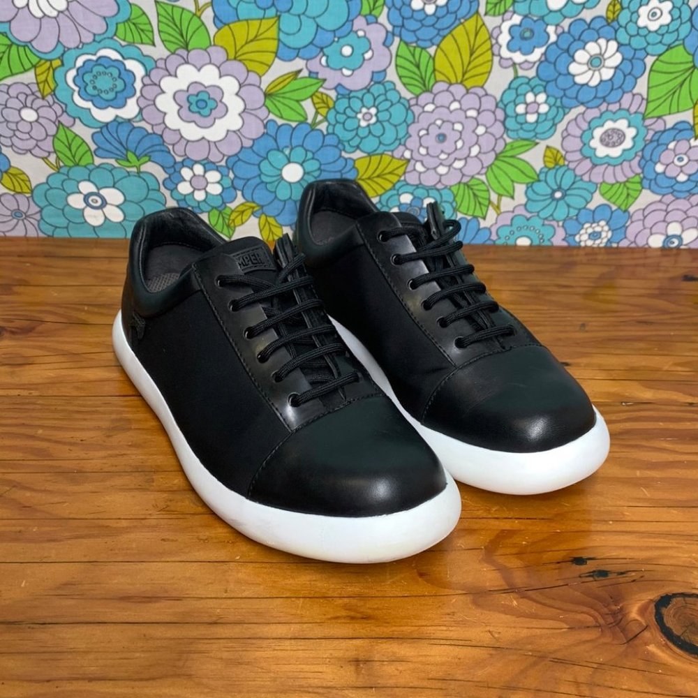 Camper Pelotas Capsule Black Leather Euro Sneakers Size: US 7 (EU 37)
